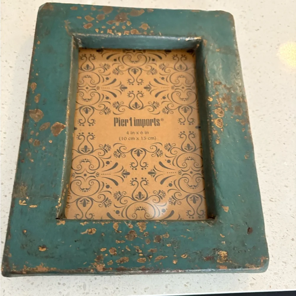 Pier 1 Teal and Gold Splatter Picture Frame